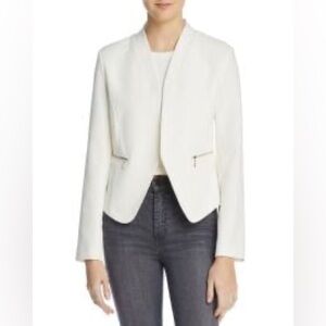 Aqua Bloomingdale’s White Blazer with Zipper Details, Small